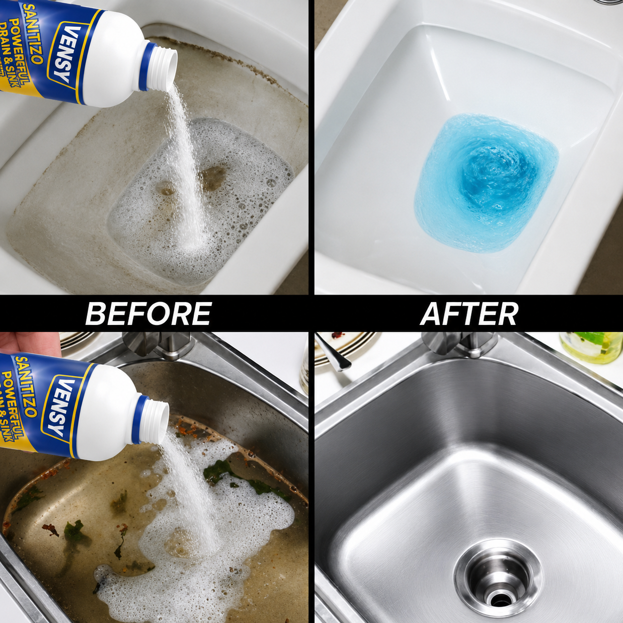 SANITIZO POWERFUL DRAIN & SINK CLEANER POWDER (PACK OF 4)